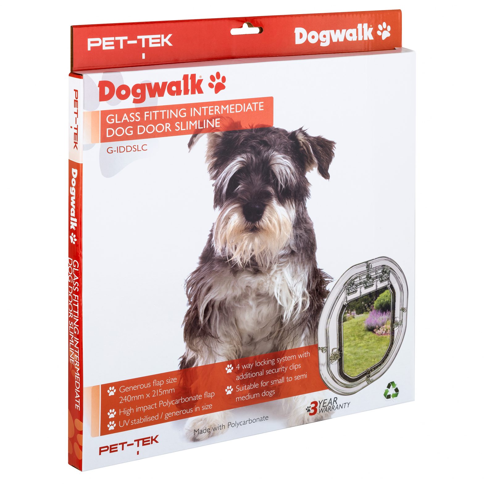 GIDDSLC Glass Fitting Intermediate Dog Door Slimline Clear Pet Tek UK